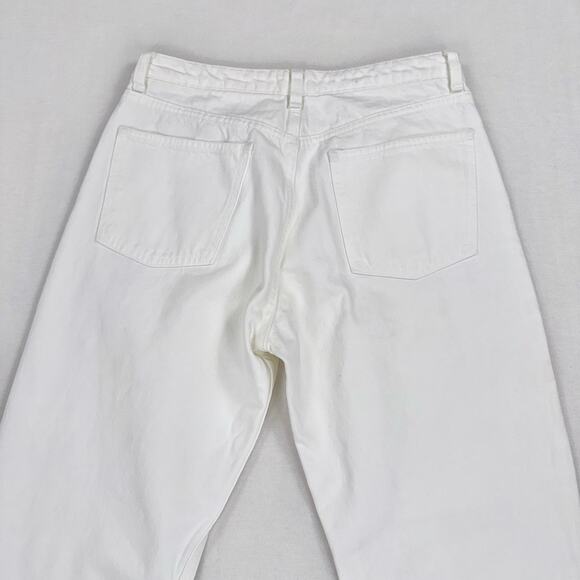 Zara Women's High Waist Button Fly Straight Leg Jean Size 8 White - Picture 8 of 13